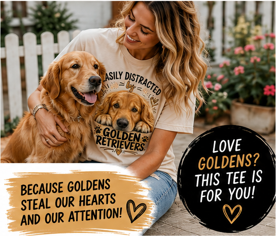 Easily Distracted by Golden Retrievers T-Shirt – Funny Golden Retriever Lover T Shirt